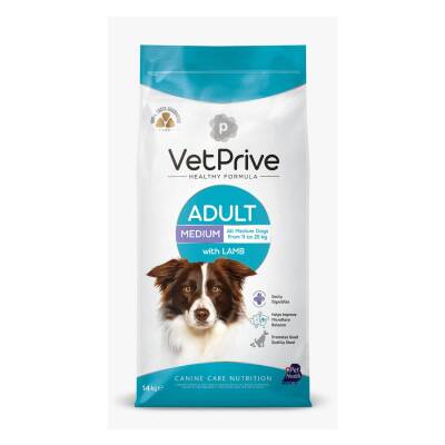 Vet Prive Adult Orta Irk Kuzu Etli Yetişkin Köpek Maması 14 kg - 1