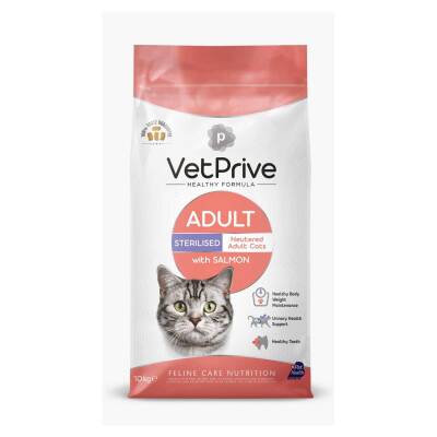 Vet Prive Sterilised Somonlu Kısırlaştırılmış Kedi Maması 10 kg - 1