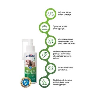 Veturel Kedi ve Köpekler için Ağız ve Diş Bakım Spreyi 100 Ml - 2