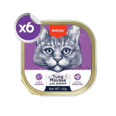Wanpy Alutray Pouch Ton Balıklı ve Karidesli Pate Yetişkin Kedi Konservesi 6x40 gr - 1