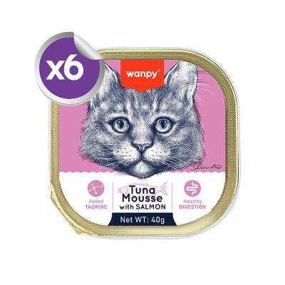 Wanpy Alutray Pouch Ton Balıklı ve Somonlu Pate Yetişkin Kedi Konservesi 6x40 gr - 1