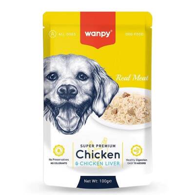 Wanpy Pouch Tavuk ve Ciğerli Yetişkin Köpek Konservesi 100 Gr - 1