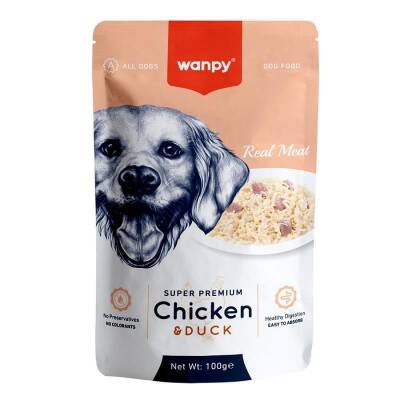 Wanpy Pouch Tavuk ve Ördekli Yetişkin Köpek Konservesi 100 Gr - 1