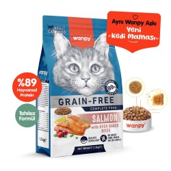 Wanpy Tahılsız Somon Balıklı Yetişkin Kedi Kuru Maması 1,5 kg - 1