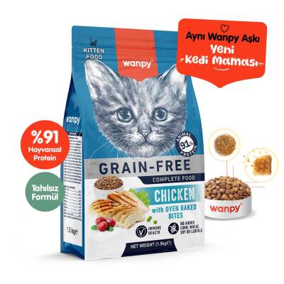 Wanpy Tahılsız Tavuklu Yavru Kedi Kuru Maması 1,5 Kg - 1