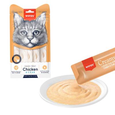 Wanpy Tavuk ve Yengeçli Sıvı Kedi Ödülü 5 X 14 gr - 1