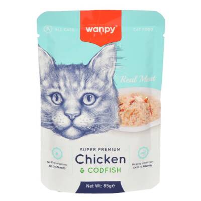 Wanpy Tavuklu Morina Balıklı Yaş Kedi Maması 85 gr - 1