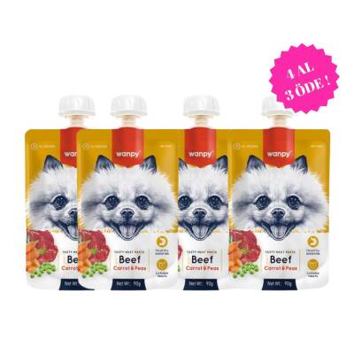 Wanpy Taze Sığır Etli ve Havuçlu Köpek Et Ezmesi 90 gr (4 AL 3 ÖDE) - 2