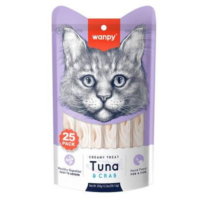 Wanpy Ton Balıklı ve Yengeçli Krema Kedi Ödülü14 gr X 25 Adet - 1