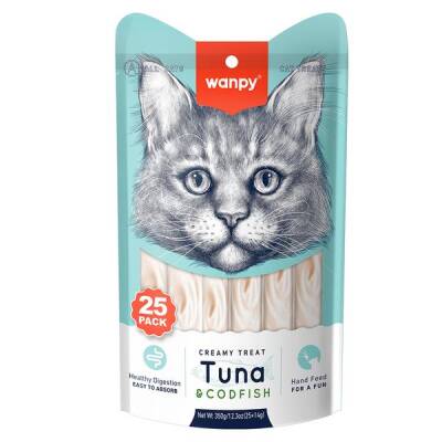 Wanpy Ton & Morina Balıklı Krema Kedi Ödülü 14 gr X 25 Adet - 1