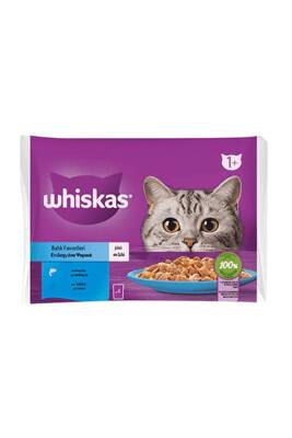 Whiskas Balık Favorileri Somonlu ve Ton Balıklı Kedi Yaş Mama 340 gr (4 X 85 gr) - 1