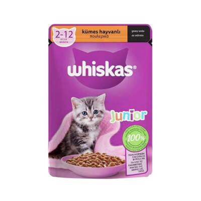Whiskas Junior Kümes Hayvanlı Yavru Kedi Konserve Maması 85 gr X 28 Adet - 1