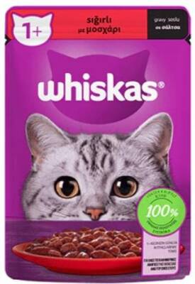 Whiskas Pouch Sos İçinde Sığır Etli Yetişkin Kedi Konservesi 85 gr X 28 Adet - 1
